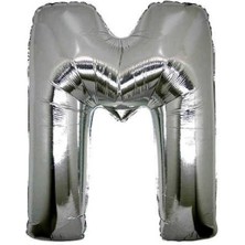 Kidspartim M Harf Gümüş Folyo Balon 34 Inc 80 cm