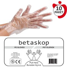 Betaskop Şeffaf Poşet Eldiven - 10 Paket (100'LÜK Paket)