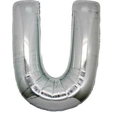 Kidspartim U Harf Gümüş Folyo Balon 34 Inc 80 cm