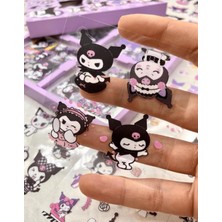 Kağıt Gemi Dükkan Sanrio Kuromi Karakterli 4 Bölümlü 100 Yaprak Mor Kutu Sticker Seti Bullet Journal Scrapbook