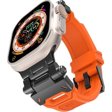 Apple Watch 1/2/3 42MM ile Uyumlu Kordon Metal Başlıklı Silikon Kordon