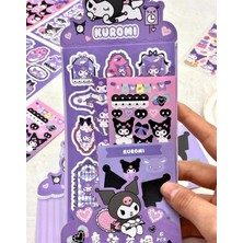 Kağıt Gemi Dükkan Sanrio Kuromi Karakteri 6 Yaprak Sticker Bullet Journal Çıkartma