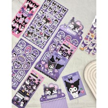 Kağıt Gemi Dükkan Sanrio Kuromi Karakteri 6 Yaprak Sticker Bullet Journal Çıkartma