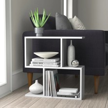 vexillum Yan Sehpa Mini Kitaplık Çiçeklik Dekoratif Sehpa Kahve Çay Tepsisi Modern Sehpa Dekoratif Beyaz
