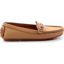 Bambi Kadın Loafer Ayakkabı Suni Deri Düz Taban Şıklığı ile Beyaz Renk K01309100509