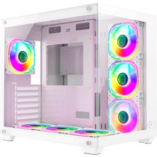 Gametech Prime V2 Beyaz Tuş Kontrollü Rgb 7X120MM Fan Gaming Bilgisayar Kasası