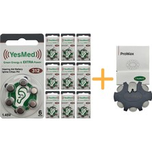 Yesmed Extra Power 312 Numara Işitme Cihazı Pili (10 Paket x 6 Adet = 60 Adet Pil) +  Yesmed Prowax Filtre