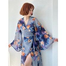 Retrobird Tasarım Kai Kimono Elbise Kadın Koyu Mavi