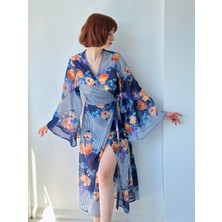 Retrobird Tasarım Kai Kimono Elbise Kadın Koyu Mavi