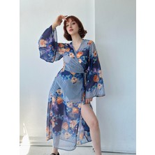 Retrobird Tasarım Kai Kimono Elbise Kadın Koyu Mavi