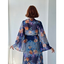 Retrobird Tasarım Kai Kimono Elbise Kadın Koyu Mavi