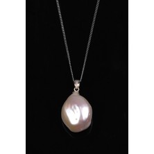 Alibaba Doğaltaş Barok Inci Doğal Taş 925 Ayar Gümüş Kolye