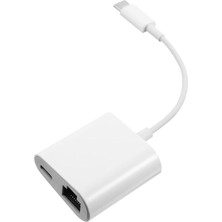 Coverzone Type-C To Ethernet Dönüştürücü USB Ağ Adaptörü USB C To RJ45 Çevirici Beyaz Renk Adaptör ZR669