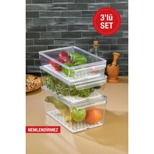 Özmen Home 3 Adet Süzgeçli Kapaklı Buzdolabı Düzenleyici Buzdolabı Içi Düzenleyici Organizer Slim Maxi Mega