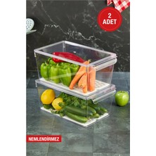 Özmen Home 2 Adet Süzgeçli Kapaklı Buzdolabı Düzenleyici Buzdolabı Içi Düzenleyici Organizer 14 x 32,5 x 20 cm