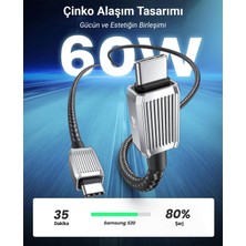 Orico GQZ60-15-BK-BP 60W 3A Pd Type-C To Type-C Hızlı Şarj ve Data Kablosu 1.5 Metre Siyah