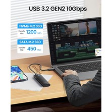 Orico Usb3.2 Gen2 10GBPS Type-C M.2 Nvme SSD Disk Kutusu Alüminyum Siyah