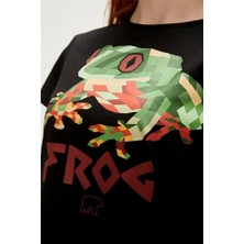 Baden Bad Bear Frog 0 Yaka Kadın Tshirt - Siyah