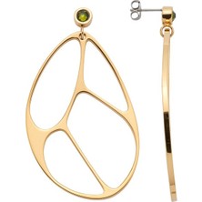 Energetix Yeşil Swarovski® Kristalli Altın Renkli Manyetik Küpeler