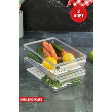 Özmen Home 2 Adet Süzgeçli Kapaklı Buzdolabı Düzenleyici Buzdolabı Içi Düzenleyici Organizer 7 x 32,5 x 20 cm