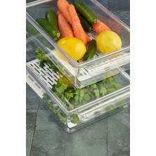 Özmen Home 2 Adet Süzgeçli Kapaklı Buzdolabı Düzenleyici Buzdolabı Içi Düzenleyici Organizer 7 x 32,5 x 20 cm