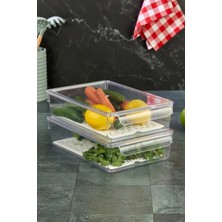 Özmen Home 2 Adet Süzgeçli Kapaklı Buzdolabı Düzenleyici Buzdolabı Içi Düzenleyici Organizer 7 x 32,5 x 20 cm