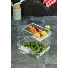 Özmen Home 2 Adet Süzgeçli Kapaklı Buzdolabı Düzenleyici Buzdolabı Içi Düzenleyici Organizer 7 x 32,5 x 20 cm