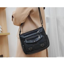 Bundle Island Ayarlanabilir Askılı Yumuşak Deri Omuz Çanta Siyah