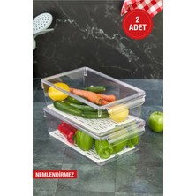 Özmen Home 2 Adet Süzgeçli Kapaklı Buzdolabı Düzenleyici Buzdolabı Içi Düzenleyici Organizer 10 x 32,5 x 20 cm