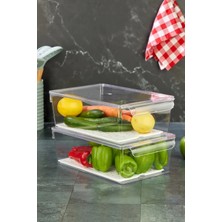 Özmen Home 2 Adet Süzgeçli Kapaklı Buzdolabı Düzenleyici Buzdolabı Içi Düzenleyici Organizer 10 x 32,5 x 20 cm