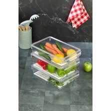 Özmen Home 3 Adet Süzgeçli Kapaklı Buzdolabı Düzenleyici Buzdolabı Içi Düzenleyici Organizer 7 x 32,5 x 20 cm