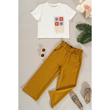 For You Kids Dantel Cep Detaylı Hardal Pantolon Takım