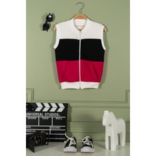 For You Kids Fermuarlı Garnili Kanguru Cep Fuşya Kız Çocuk Yelek