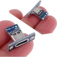Alkatronik USB 3.1 Type C Panel Montaj Dişi Soket 4 Pin Smd Lehimlenebilir Padler Konnektör Telefon Şarj Board