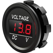 Alkatronik Su Geçirmez Dc 6V / 48V Voltmetre Yuvarlak Panel Tip Montajlanabilir Dijital Kırmızı Renk LED Ekran