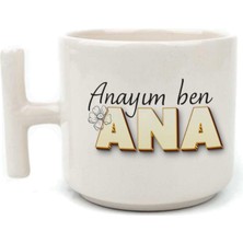 Mor Mürekkep Anayım Ben Ana Baskılı Beyaz Kulplu T Kupa