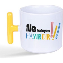 Mor Mürekkep Ne Bakıyon Hayırdır Baskılı Sarı Kulplu T Kupa