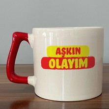 Mor Mürekkep Aşkın Olayım Baskılı Kırmızı Kulplu D Kupa