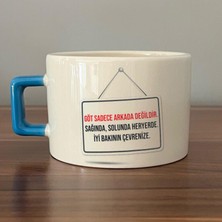 Mor Mürekkep Göt Sadece Arkada Değildir Baskılı Mavi Kulplu C Fincan