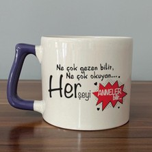 Mor Mürekkep Ne Çok Gezen Bilir Ne Çok Okuyan Baskılı Mor Kulplu D Kupa