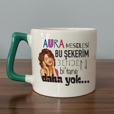 Mor Mürekkep Aura Meselesi Bu Şekerim Baskılı Yeşil Kulplu D Kupa