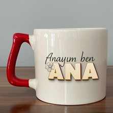 Mor Mürekkep Anayım Ben Ana Baskılı Kırmızı Kulplu D Kupa
