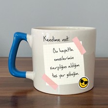 Mor Mürekkep Kendime Not: Bu Hayatta Emeklerimin Karşılığını Baskılı Mavi Kulplu D Kupa