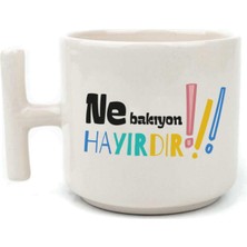 Mor Mürekkep Ne Bakıyon Hayırdır Baskılı Beyaz Kulplu T Kupa