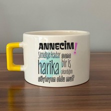 Mor Mürekkep Annecim Şimdiye Kadar Sana Harika Baskılı Sarı Kulplu C Fincan