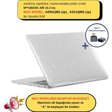 Mcstorey Macbook Air Kılıf 15 inç M2-M3, Simli Kristal Parlak (TouchID'li Air 15.3") A2941 A3114 ile Uyumlu