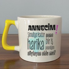 Mor Mürekkep Annecim Şimdiye Kadar Sana Harika Baskılı Sarı Kulplu D Kupa