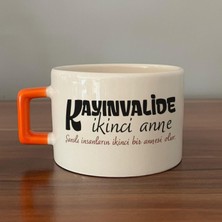 Mor Mürekkep Kayınvalide Ikinci Anne Baskılı Turuncu Kulplu C Fincan