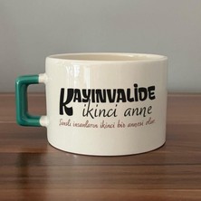 Mor Mürekkep Kayınvalide Ikinci Anne Baskılı Yeşil Kulplu C Fincan