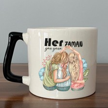 Mor Mürekkep Her Zaman Yanyana Baskılı Siyah Kulplu D Kupa